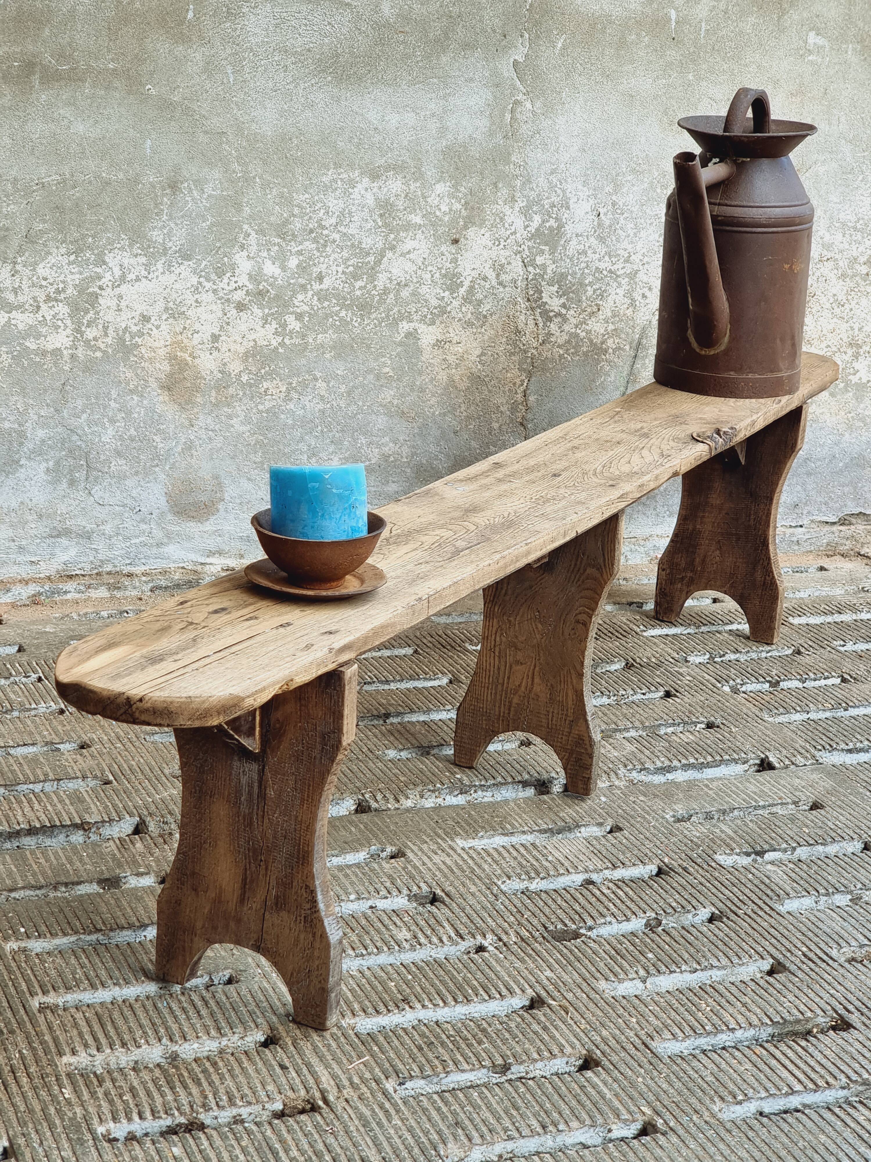 Vintage wooden bench, side table