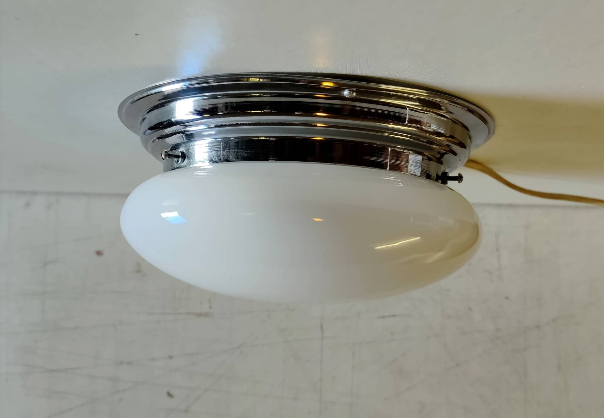 Bauhaus ceiling light or wall lamp with opaline globe and chrome metal - mid 20th century.