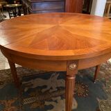 Louis XVI style round table in blond oak tray with rosette decoration