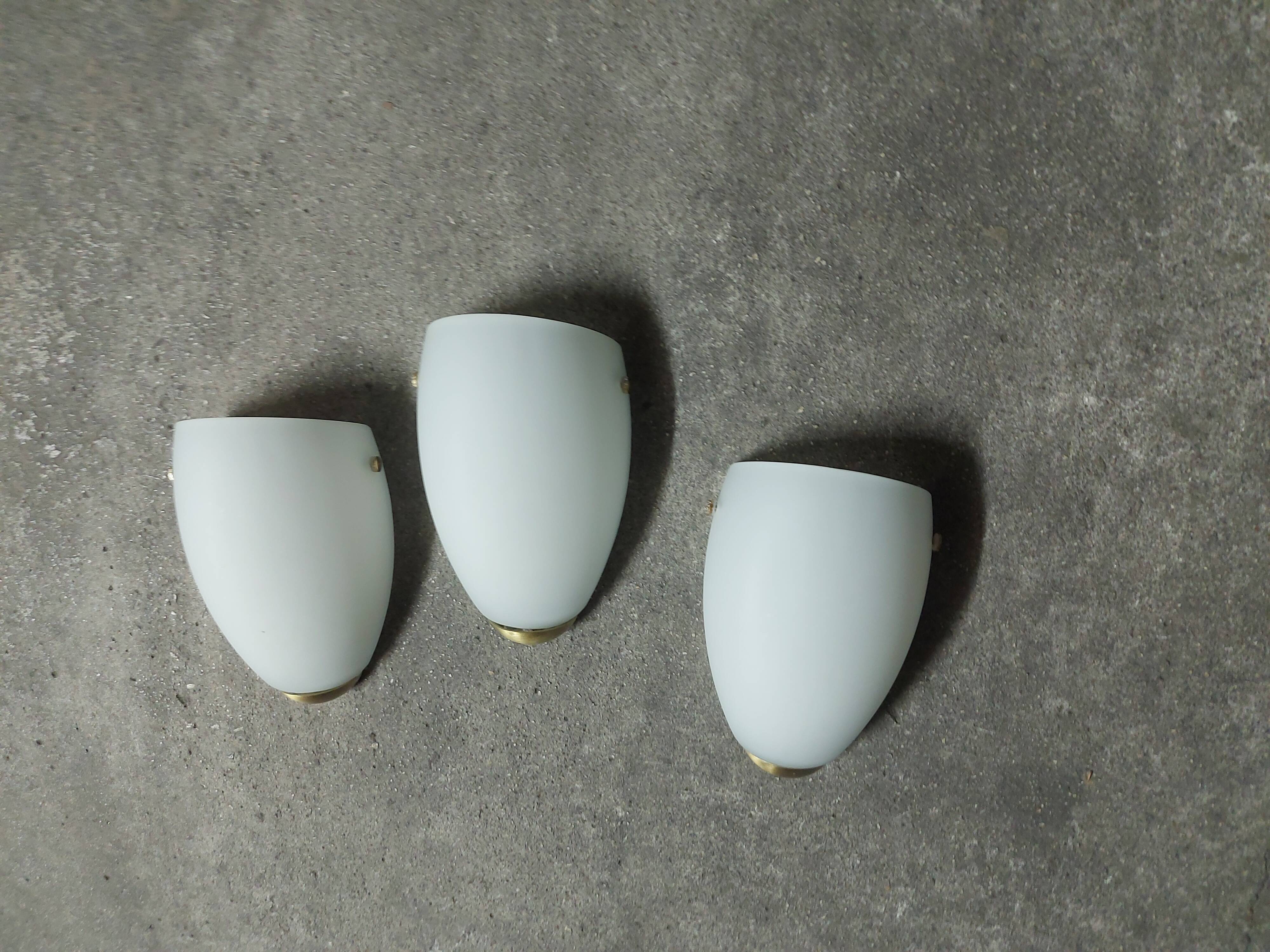 3 Vintage 90'S Ikea opaline wall lights (made in Italy)