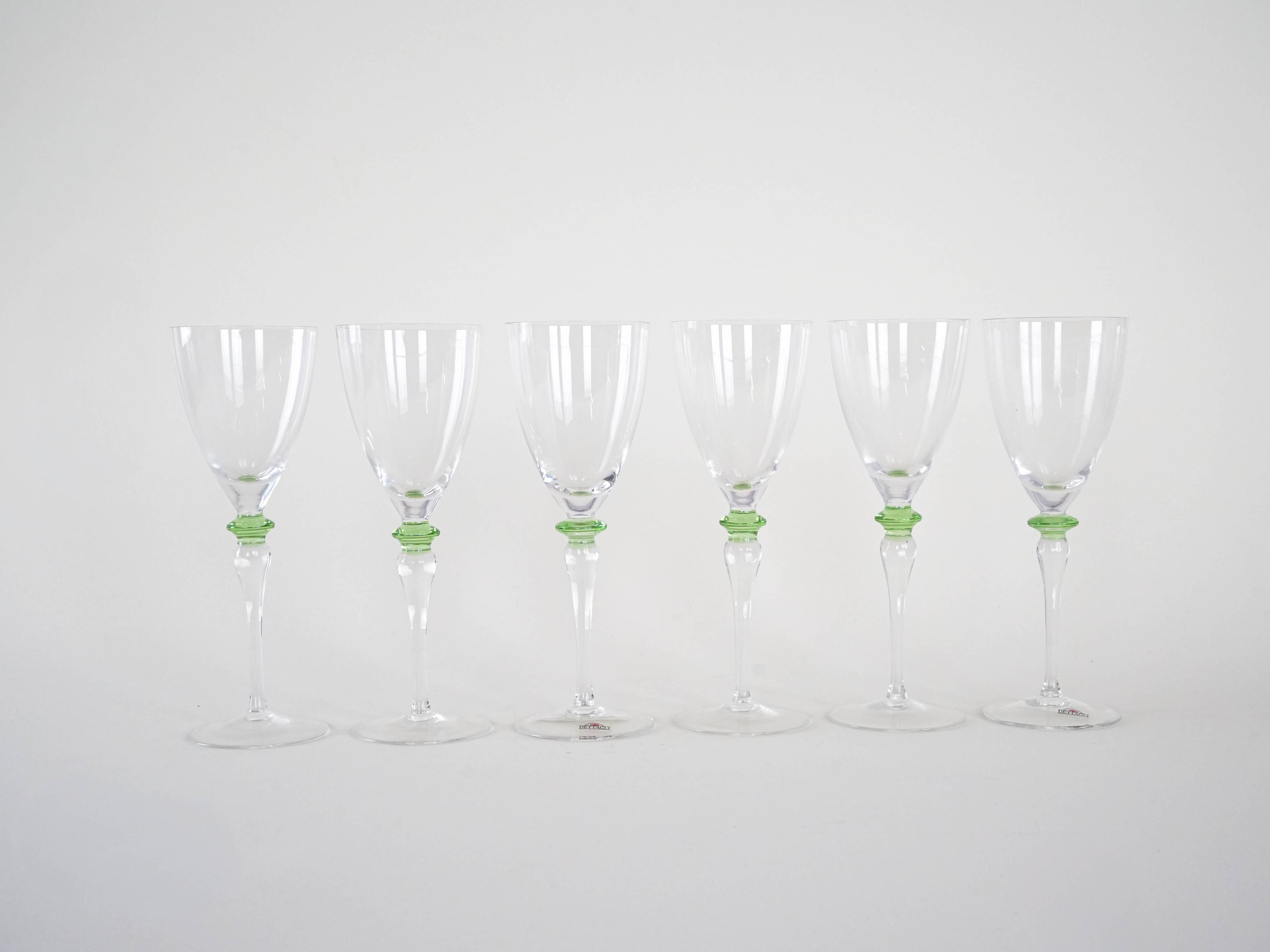 Set of six glasses, Italian design, 1970s, made in Italy