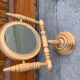Swivel tabletop mirror in solid blonde pine, turned design from the 1950s, Czech Republic.