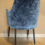 Armchair in blue velvet, Italy 1950s