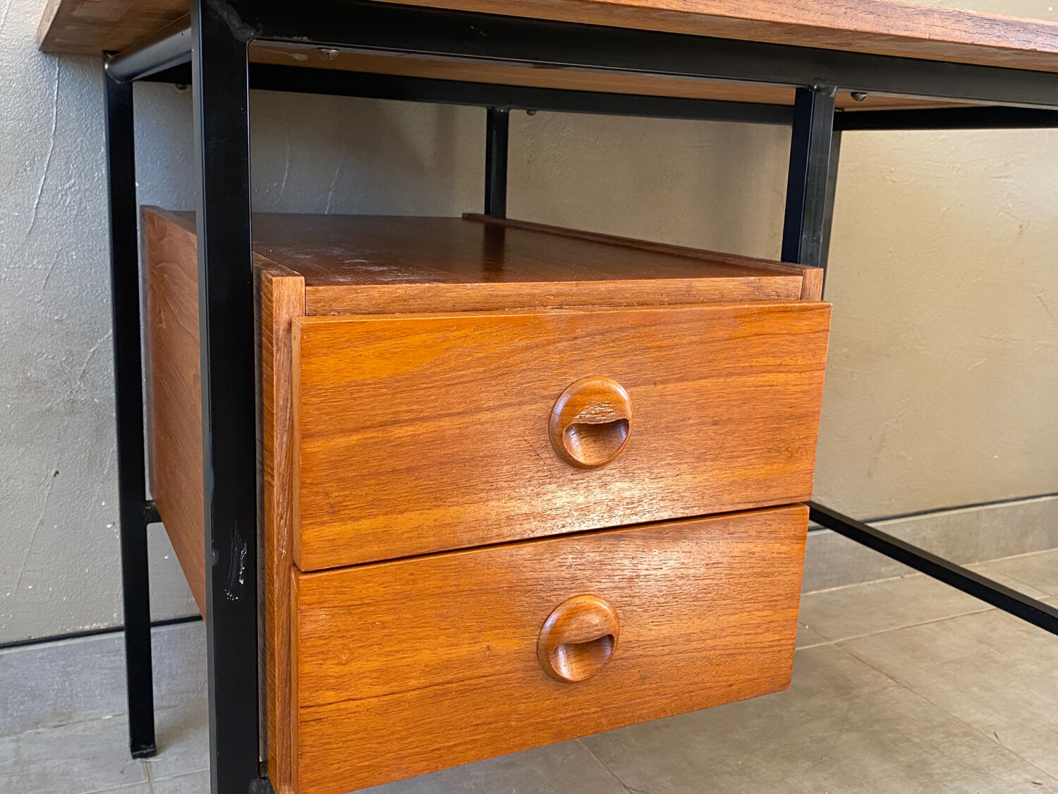 Vintage teak and metal desk