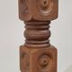 Brutalist floor lamp in turned wood, in the style of Charles Dudouyt.