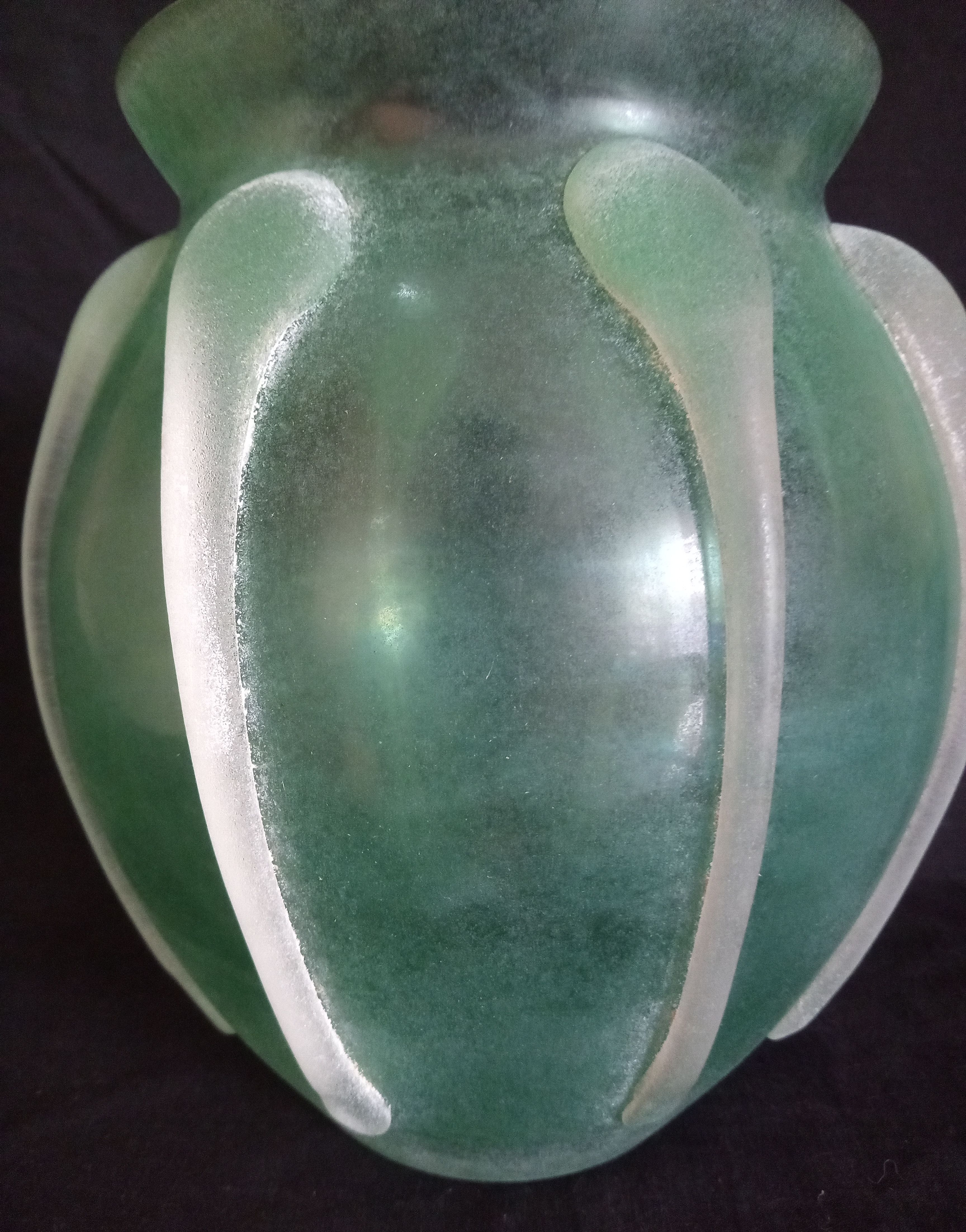 Vase in mint green glass paste, very decorative