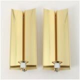 Vintage Modernist Brass Wall Candle holder  Sconce  height 30 cm designed By Lars Norinder