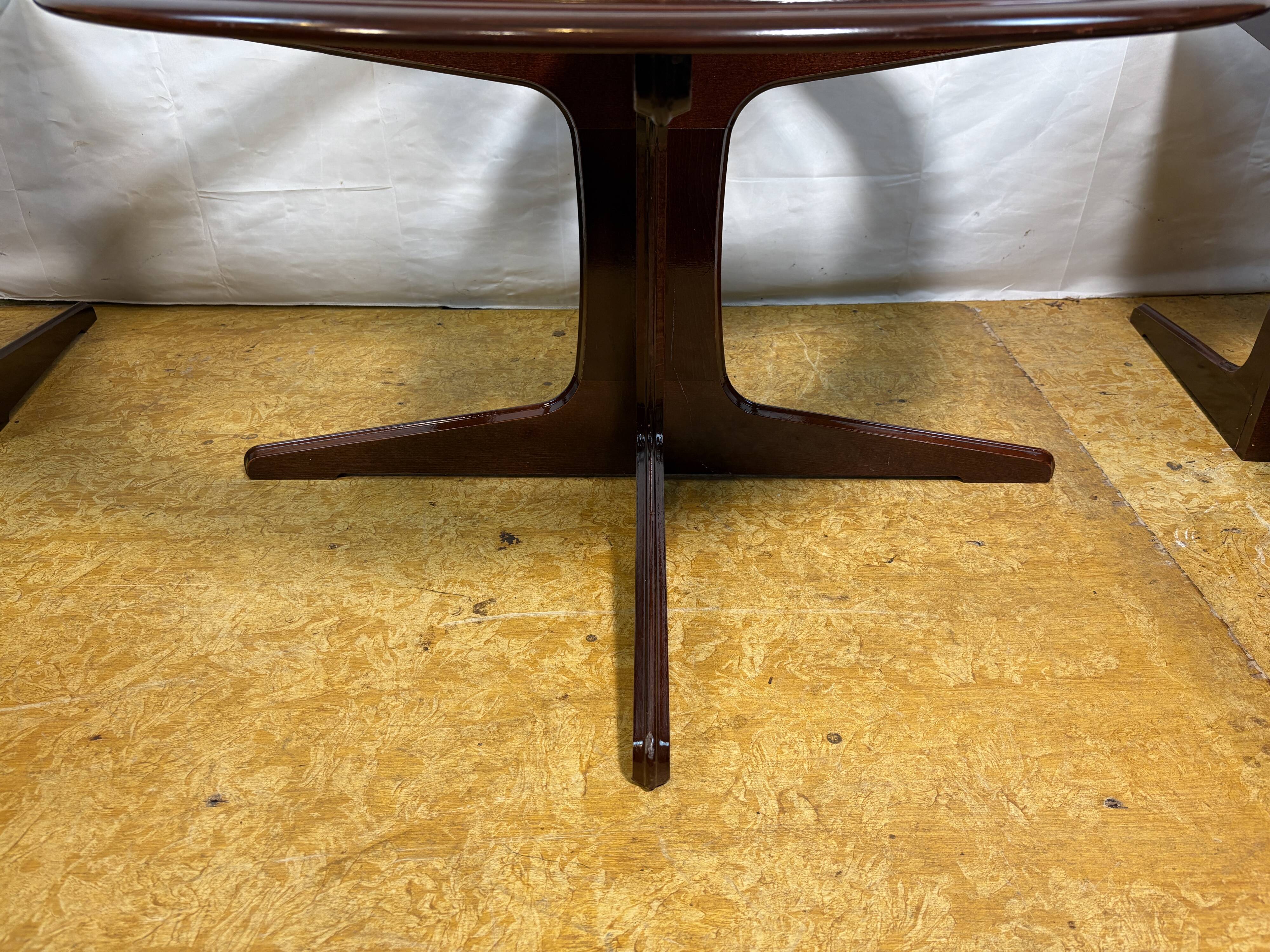 Vintage G-Plan Round Coffee Table & 4 Nested Stools | 1970s | Mahogany & Gl