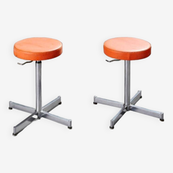 Pair of chrome steel stools