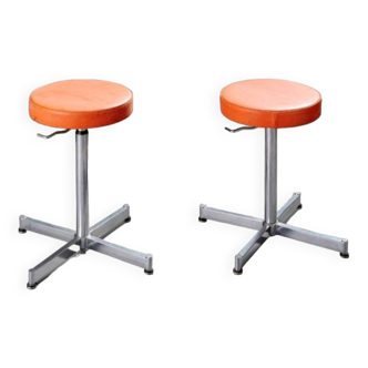 Pair of chrome steel stools