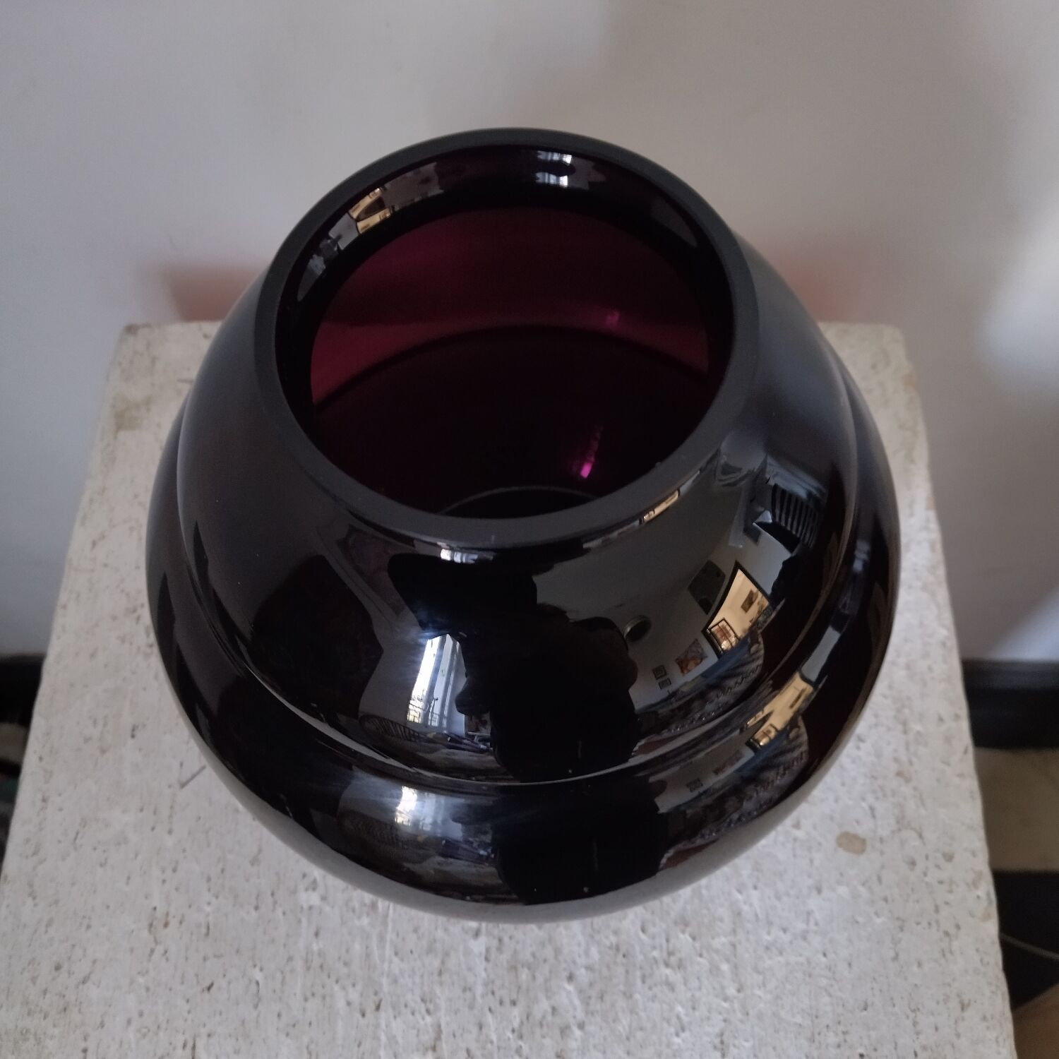 Amethyst blown glass vase art deco