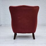1960s, Danish armchair by Alfred Christensen, red furniture wool fabric.