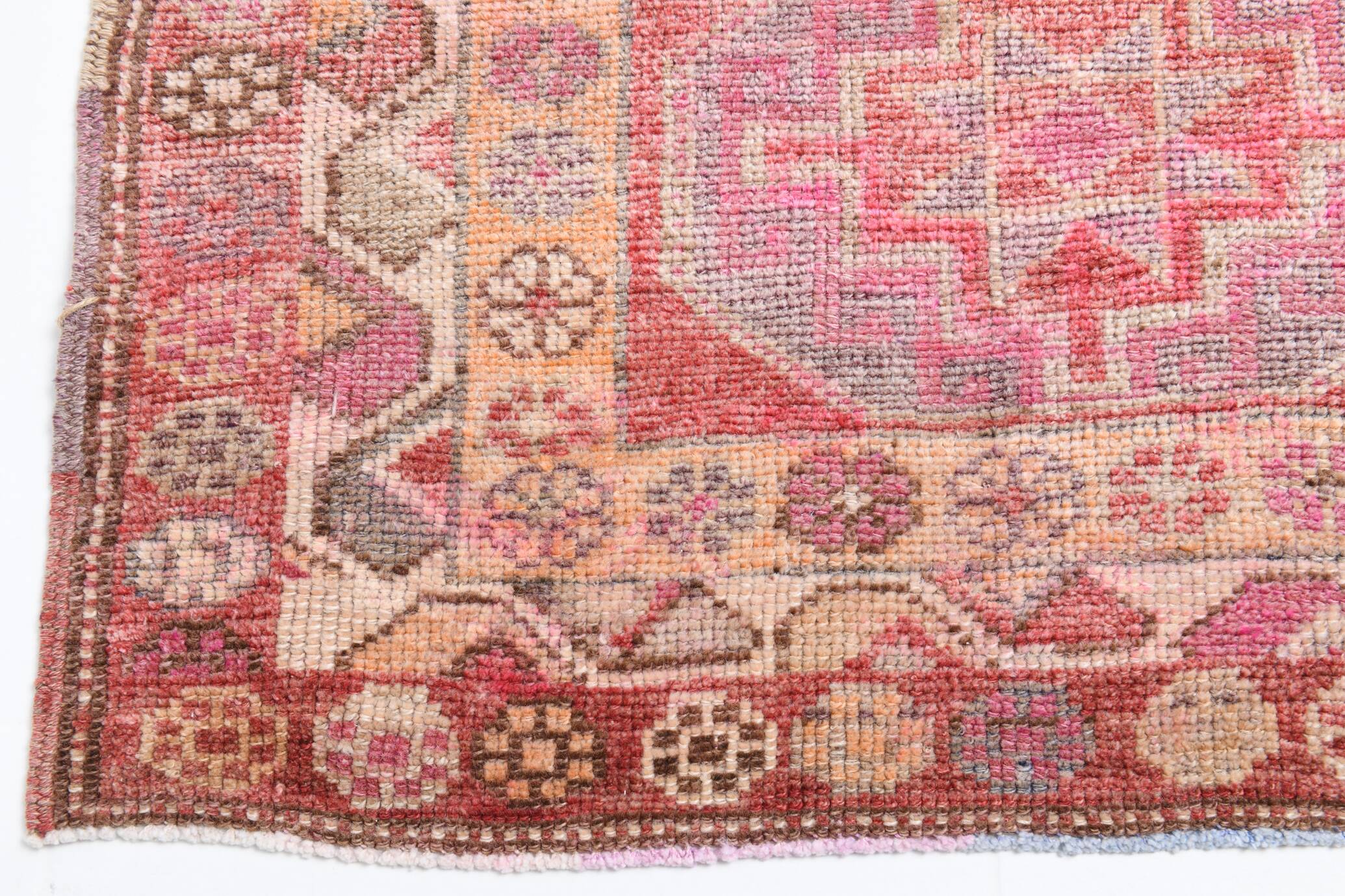 Red & Pink Super Soft Vintage Runner Rug, 91x346Cm