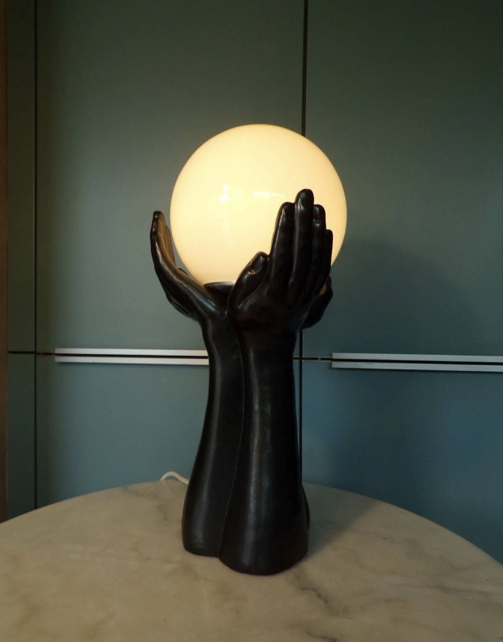 1950s ceramic three-hand lamp