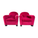 Paire de fauteuils club art déco velours rouge
