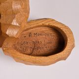 Carved box with a chisel in solid wood, France, around 1960.