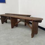 Pair of pine farm benches, 1950s