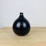 Vintage black ceramic fig vase