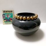 Dark Grey / Green Lacquered Ceramic Vase attr. to Domenico Rambelli, Italy