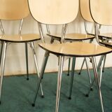 Set of 5 chairs in formica "tublac" print white birch wood