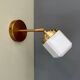 Vintage art deco globe wall lamp in white opaline