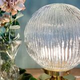 Lampe à poser globe vintage en verre strié