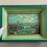 Old painting, seaport