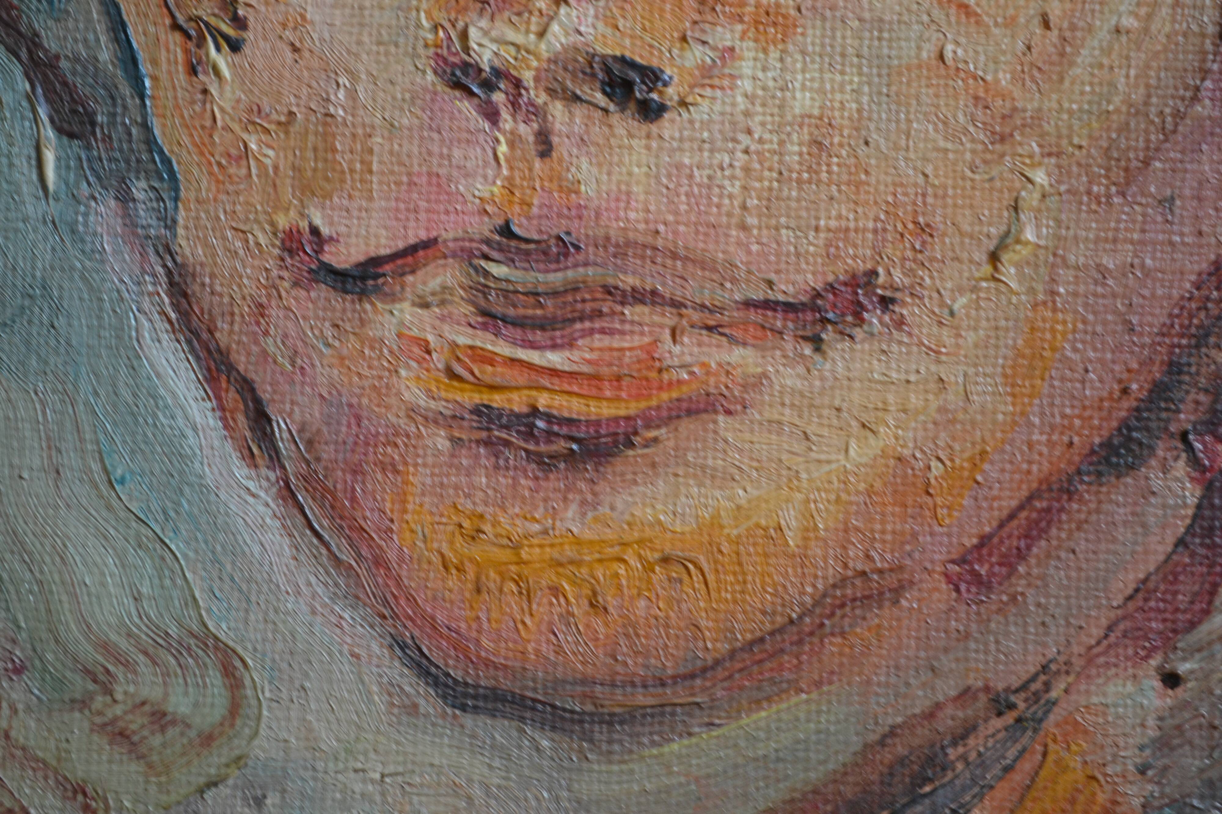 Portrait by Henri Zayan, HST painting, French school, mid-20th century.