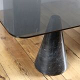Table basse vintage design marbre et verre 1970