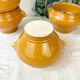 4 lion's head onion soup bowls in vintage ceramic - honey and black, made in France.