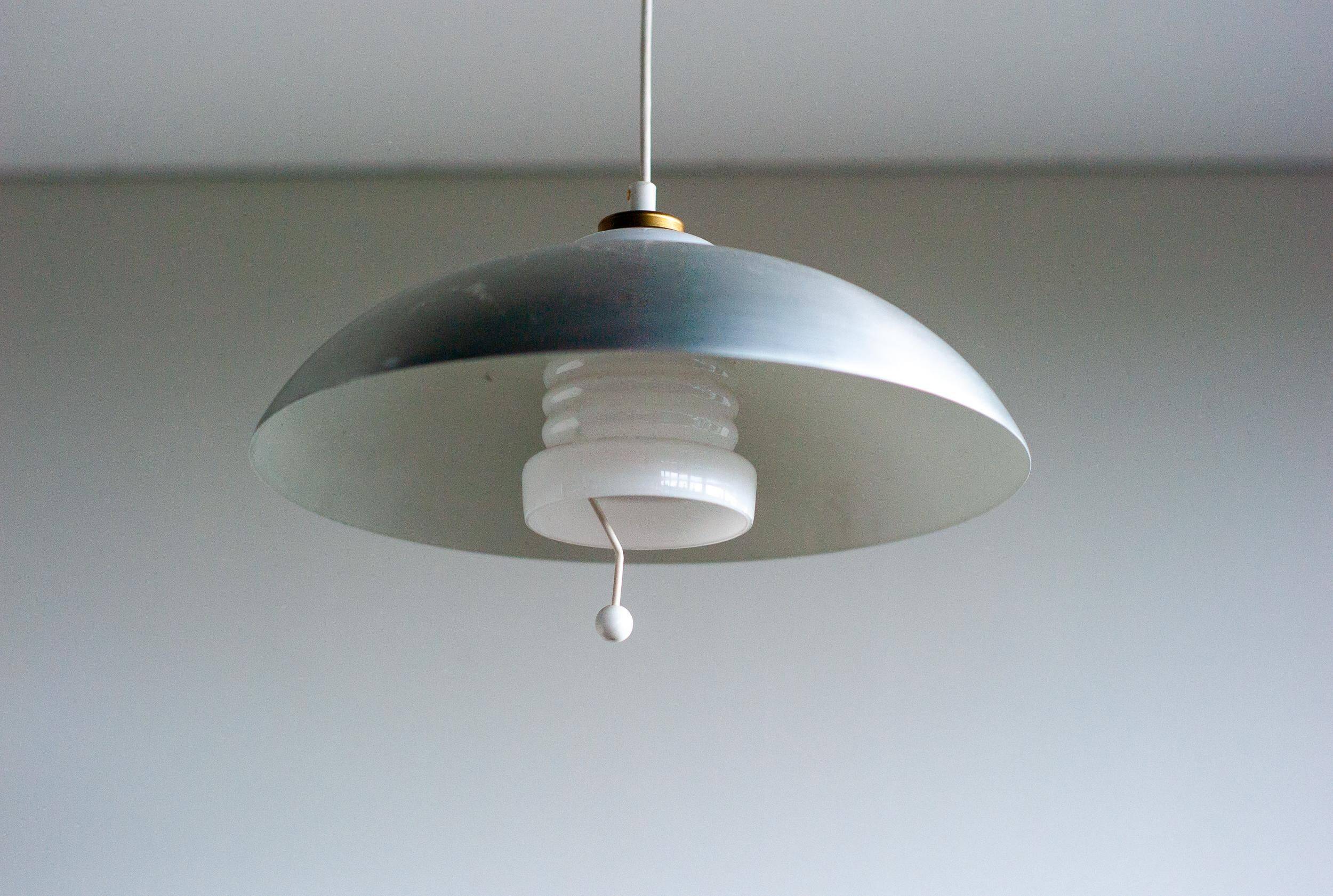 Nordiska Kompaniet adjustable pendant lamp, aluminium and porcelain, 1950