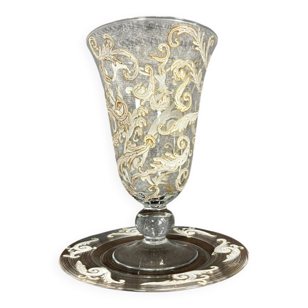 luxueux ensemble vase et plateau en cristal / Murano - Baccarat