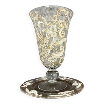 luxurious crystal vase and tray set / Murano - Baccarat