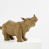 Valérie Courtet rhinoceros sculpture in glazed sandstone circa 2010