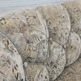 1970s, Danish 3 seater curved sofa, original multicolor furniture fabric.