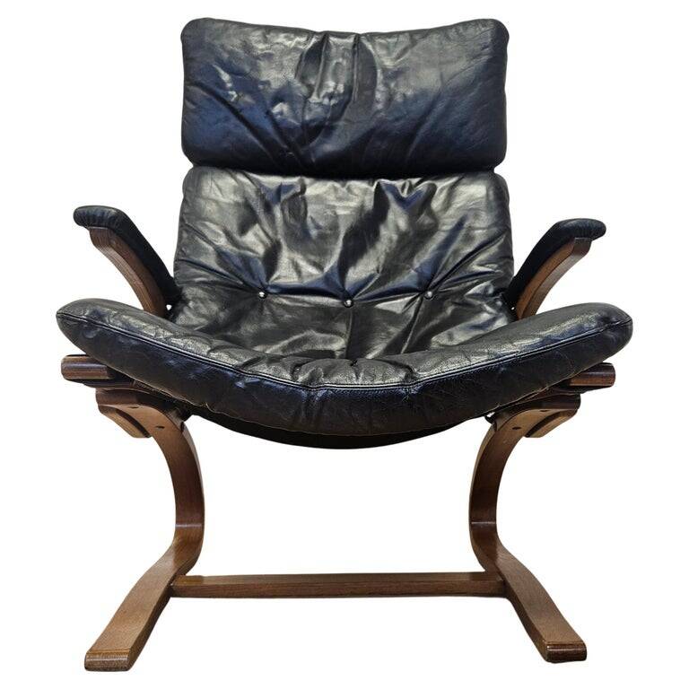 Kengu leather lounge chair by Elsa and Nordahl Solheim Rybo Rykken, Norway, 1960s