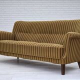 1960s, 3-seater Danish sofa, green furniture wool, original condition.