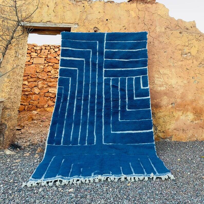 Handmade Berber rug, Beni Ouraine style, traditional, size 140 x 260 cm