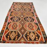 Tapis Kilim Ancien Fait Main – Motifs Géométriques et Symboles Protecteurs