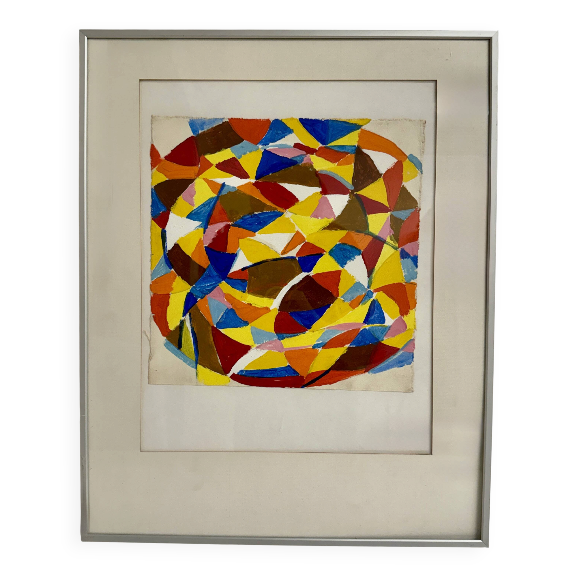 Helmut Dittmann – Vivid Circular Abstract Composition, Striking Multicolour