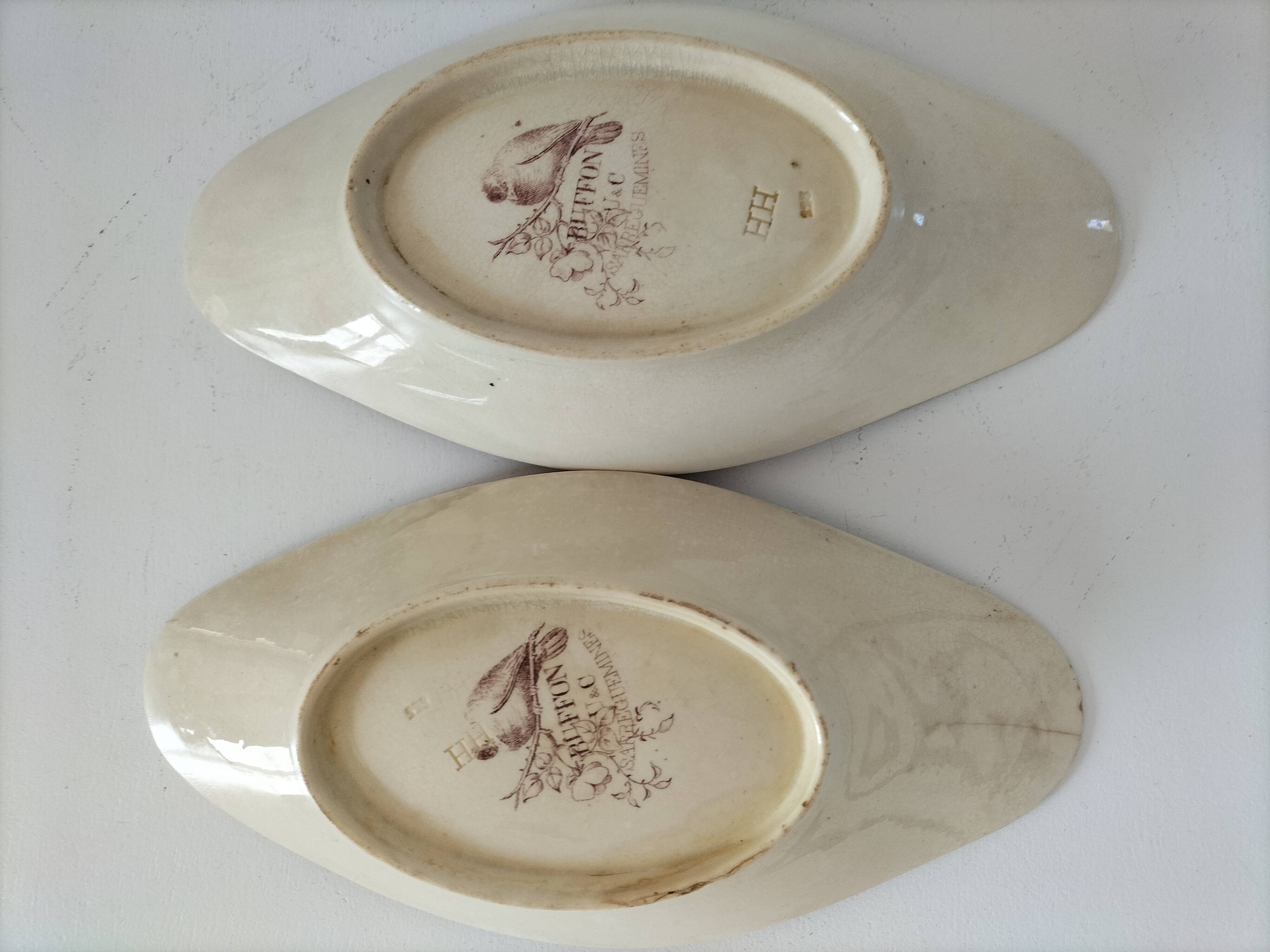 Two vintage U&C Sarreguemines Buffon model dishes