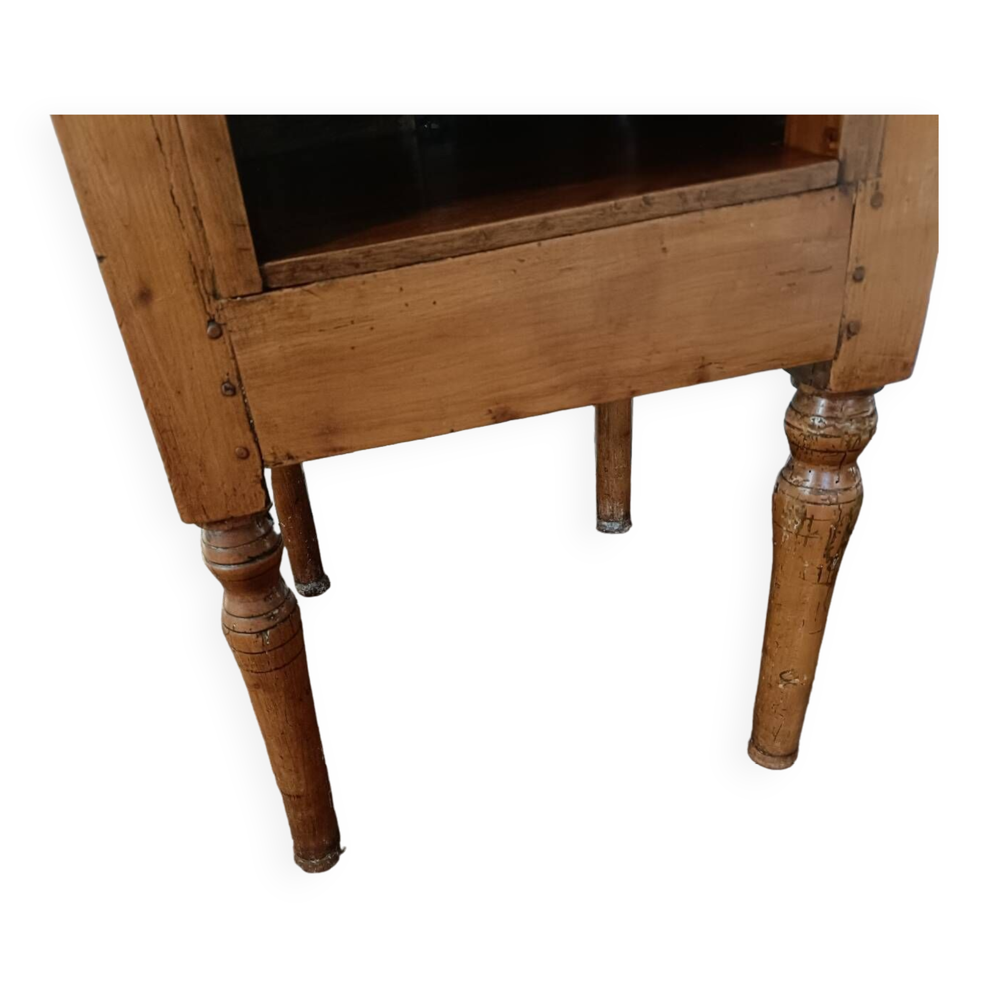 Open wooden bedside table