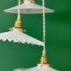 Vintage triple suspension lampshade in white opaline.