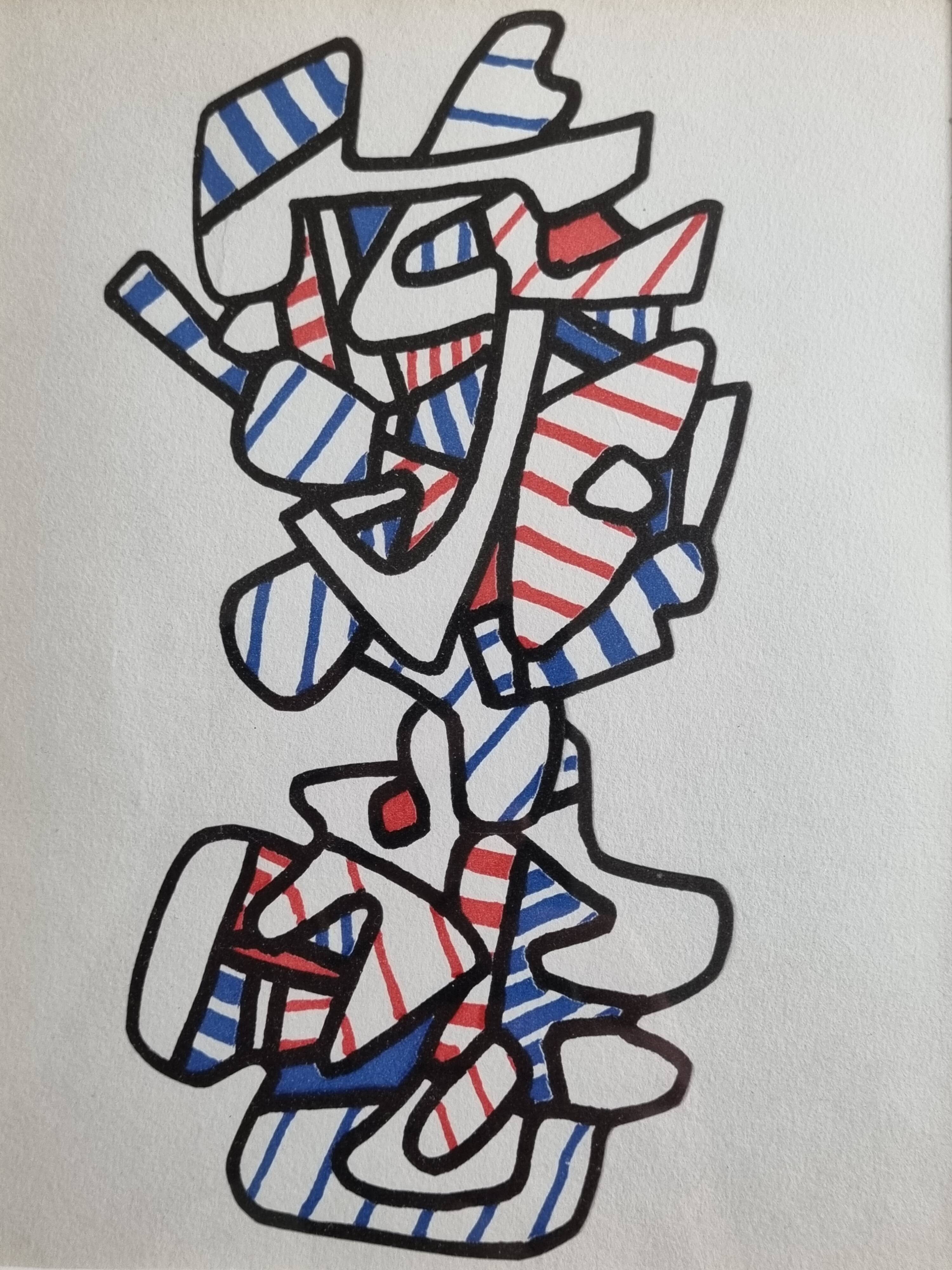 Sérigraphie d’après Jean Dubuffet,  encadrée, années 70, 23 x 31 cm
