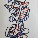 Sérigraphie d’après Jean Dubuffet,  encadrée, années 70, 23 x 31 cm