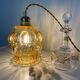 Walking lamp (or pendant light) with vintage amber glass globe