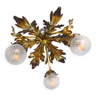 Lustre fleuri en laiton 1930