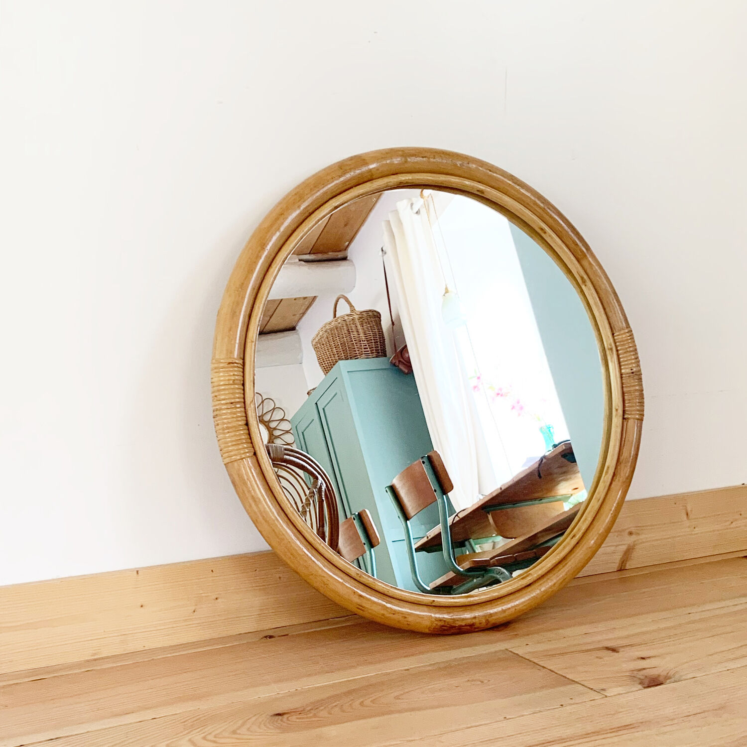 Vintage rattan mirror