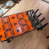 Céramique Capron Vallauris orange et noire - table basse