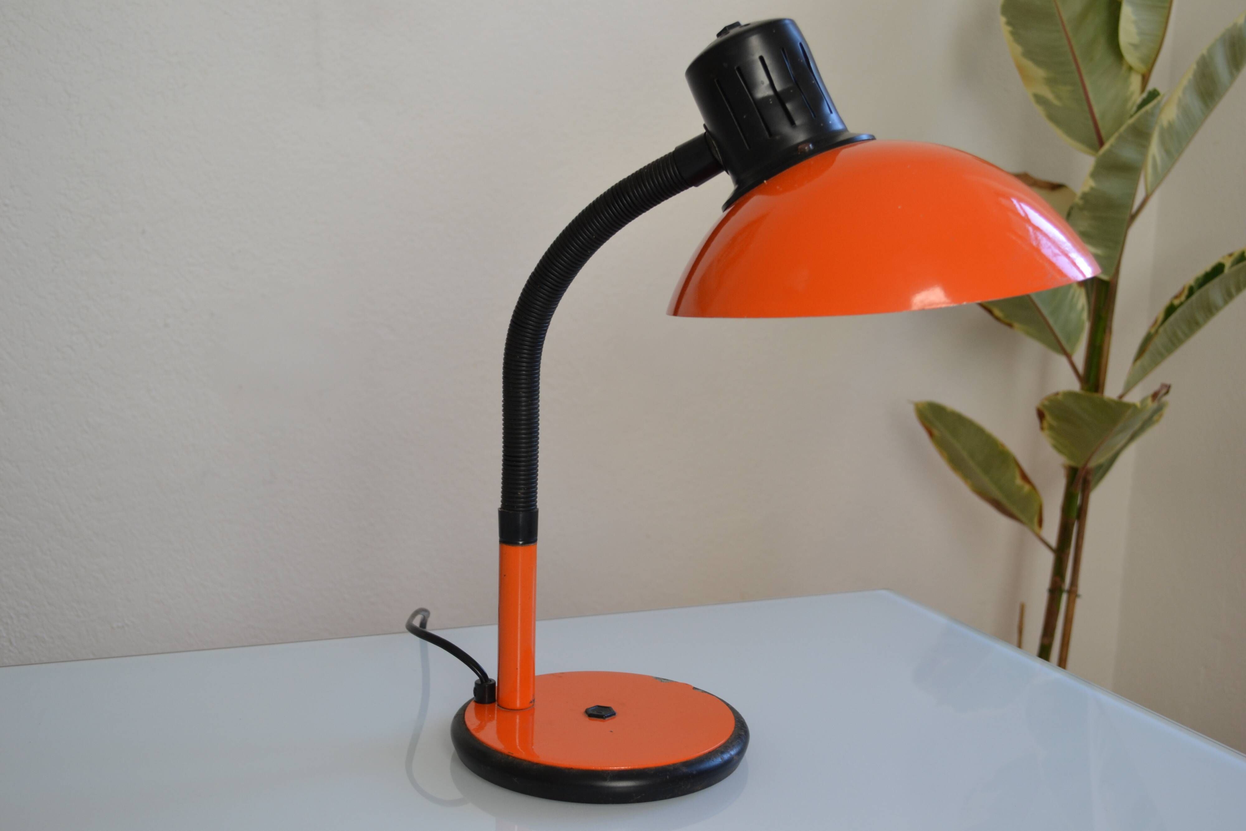 Vintage Aluminor France orange lamp from the 70s 1970